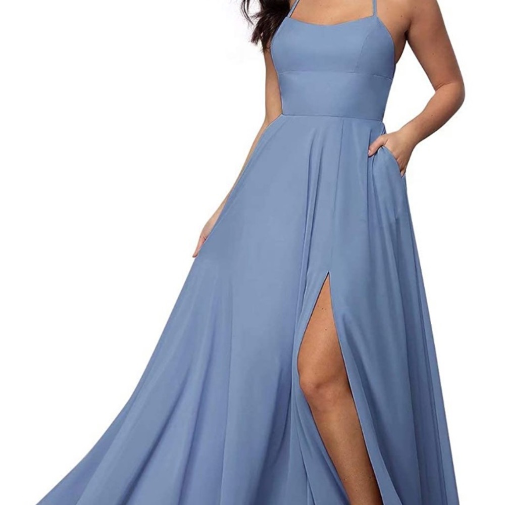 Chiffon Ash Blue Dress